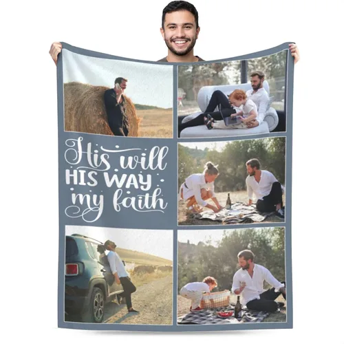 Vista 9 de Manta personalizada con imagen, mantas personalizadas para familia, marido, esposa, en cumpleaños, Navidad