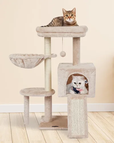 Vista 2 de FISH&NAP Lindo Árbol para Gatos Gatito Torre para Gatos para Gatos de Interior Condominio Postes Rascadores de Sisal con Plataforma de Salto Muebles