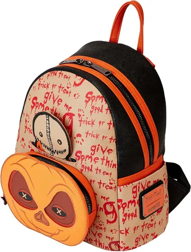 Vista 5 de Loungefly Trick 'r Treat Sam Pumpkin Cosplay Mini Mochila Mochilas de Halloween, Beige Bronceado, Classic