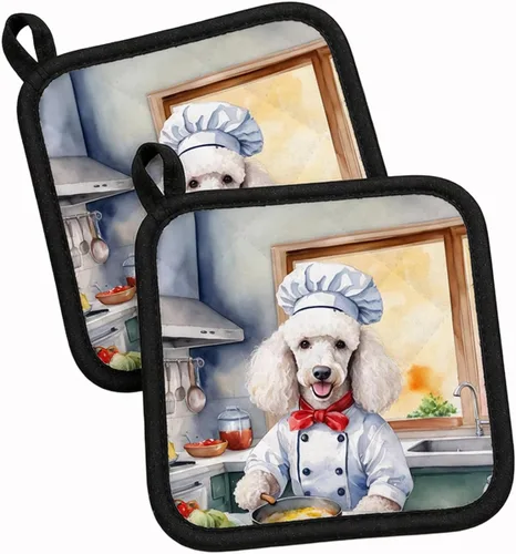 Vista 139 de Caroline's Treasures Coton de Tulear El Chef Par de Agarraderas de Ollas de Cocina Resistentes al Calor Juegos de Agarraderas de Ollas Almohadillas