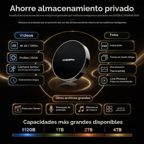 Vista 8 de DIGIERA SSD portátil magnético de 1 TB, unidades de estado sólido externas con USB-C 3.2 Gen 2x2, velocidad de hasta 2000 MB/s, compacta y duradera