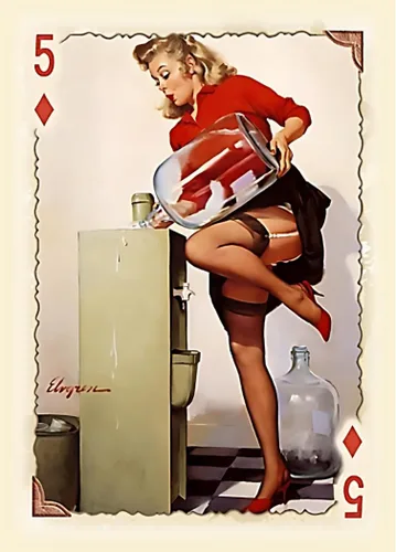 Vista 6 de Naipes vintage para chicas Pin-Up Póker de 54 cartas y baraja de puente con arte clásico de los años 40 a 50