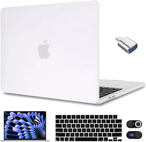 Vista 24 de CISSOOK Funda rosa bebé para MacBook Air de 15 pulgadas lanzamiento 2023 2024 2025, cubierta rígida de plástico rosa tiza con cubierta de teclado