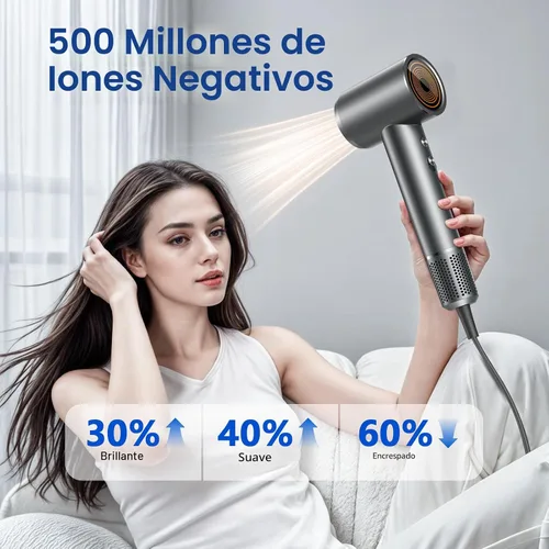 Vista 6 de Secador de pelo de alta velocidad, motor sin escobillas de 150000 RPM para secado ultrarrápido, secador de soplado iónico negativo de 1,640.4 ft