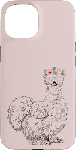 Vista 6 de Silkie Chicken with Floral Headband Farm Animal Funda para iPhone 17
