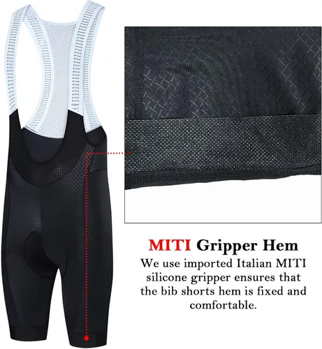 Vista 5 de Baberos de ciclismo para hombre, pantalones cortos de ciclismo para hombre, bicicleta de carretera, transpirables, acolchados, pantalones cortos