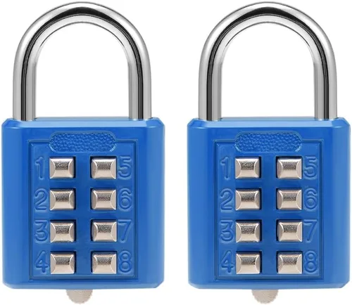 Vista 9 de uxcell® Candado de combinación de 8 dígitos para armario de armario negro 2 piezas