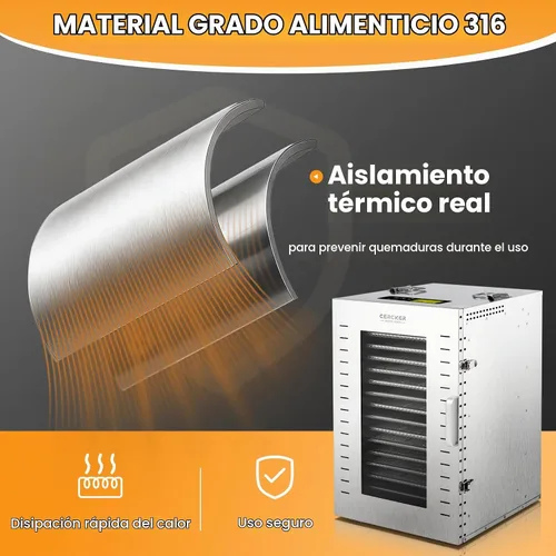 Vista 4 de Commercial Food-Dehydrator Machine 16 Trays 27.28ft² Large Food Dryer 1500W