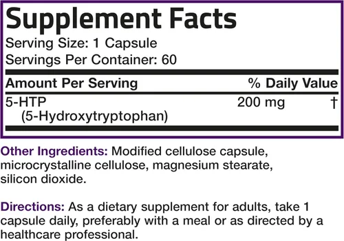 Vista 8 de Bronson 5-HTP 200mg (5-hidroxitriptófano) Griffonia Simplicifolia Sin OMG, 60 Cápsulas Vegetarianas