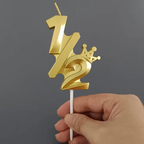 Vista 4 de Decoración para tarta de cumpleaños con número 1/2, medio año, 6 meses