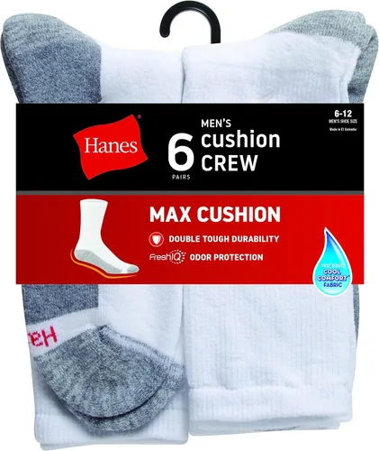 Vista 16 de Hanes Calcetines acolchados Max para hombre, absorben la humedad con control de olores, paquete múltiple
