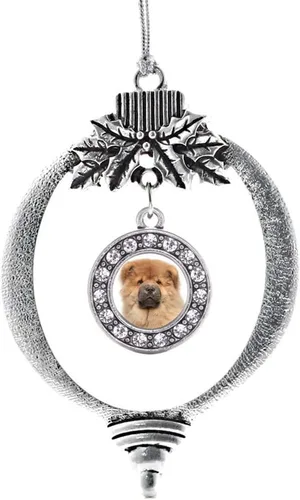 Vista 115 de Inspired Silver - Adorno con dije de cara de carlino - Adornos navideños de círculo de plata con joyas de circonita cúbica