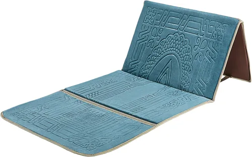 Vista 9 de Alfombra de oración con soporte de espalda/silla plegable de meditación y bolsillo de transporte (negro)