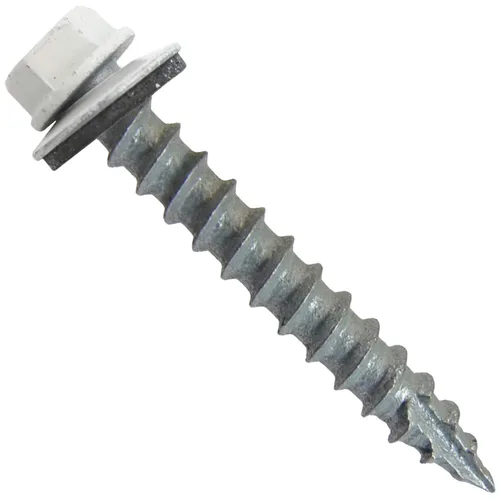 Vista 3 de Tornillos para techos de metal #14 (750) Tornillos x 1-1/2 "ABC Gris Arandela hexagonal Tornillo de techo de chapa metálica para techo.