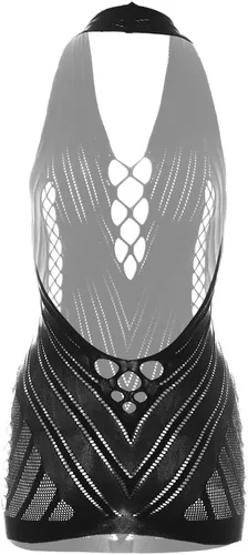 Vista 2 de Lencería de red para mujer, ropa de dormir transparente de una pieza con cuello en V, mini vestido, talla única
