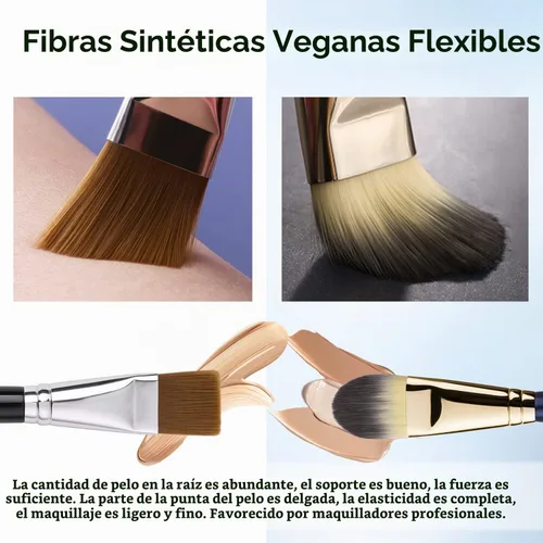 Vista 3 de BEILI Juego de brochas de base para líquido, crema y polvo, cepillo de maquillaje de cara plana para máscara y corrector, herramientas de mezcla