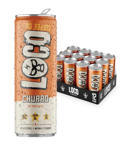 Vista 8 de Loco Coffee Black Cold Brew lata de 11 onzas, 12 unidades, cero azúcar, 190 mg de cafeína, sin gluten y sin lácteos, café helado bajo en calorías