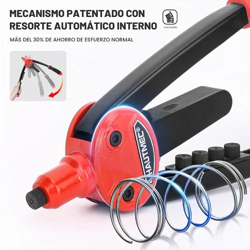 Vista 3 de HAUTMEC Pistola de remaches de 13" con 150 remaches y diseño de rebote automático que ahorra trabajo, herramientas de remachadora manual de alta