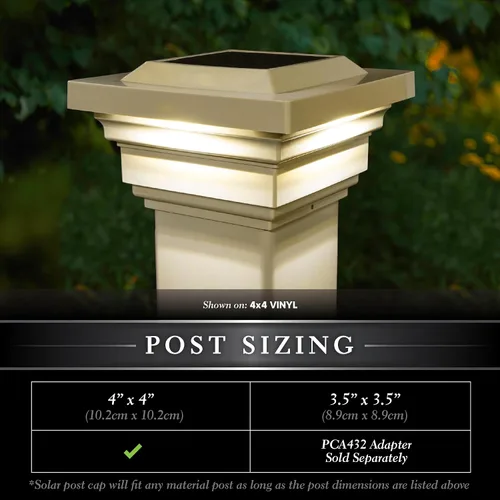 Vista 3 de Classy Caps Regal - Tapa solar para poste (bronceado, 4 x 4 pulgadas)