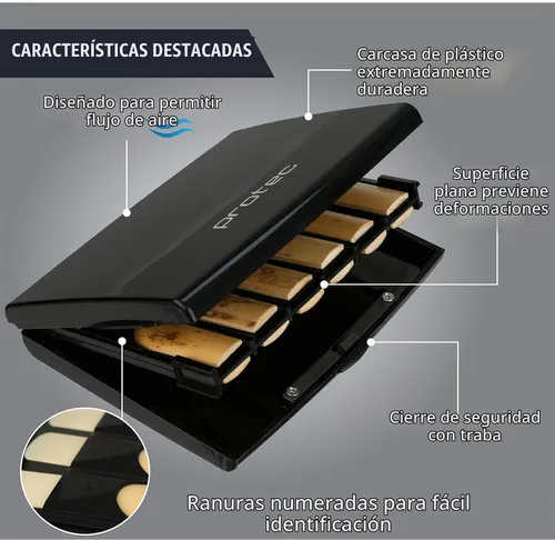 Vista 5 de Estuche para 12 cañas de clarinete Pro Tec Bb, Negro