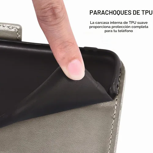 Vista 7 de Asuwish Funda de teléfono para Samsung Galaxy A04e con protector de pantalla de vidrio templado y soporte de cuero para tarjetas de crédito con Gris