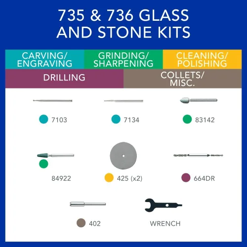 Vista 3 de Dremel 735-01 8 piezas de cristal y piedra accesorio Micro Kit
