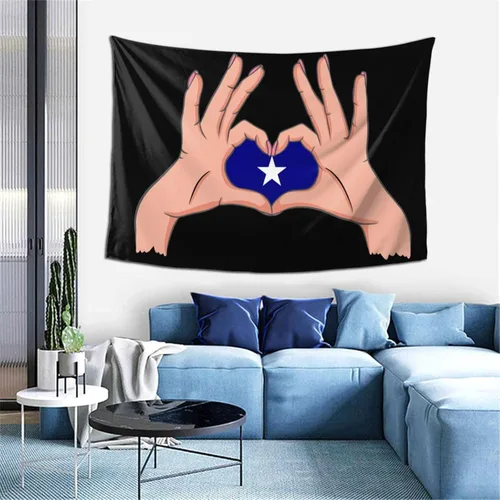 Vista 9 de LIFANGMI Holding A Heart Bonnie Blue Flag Tapestry Wall Hanging 60x40 Inch Bedroom Living Room Dormitory Home Decoration Wall Tapestry