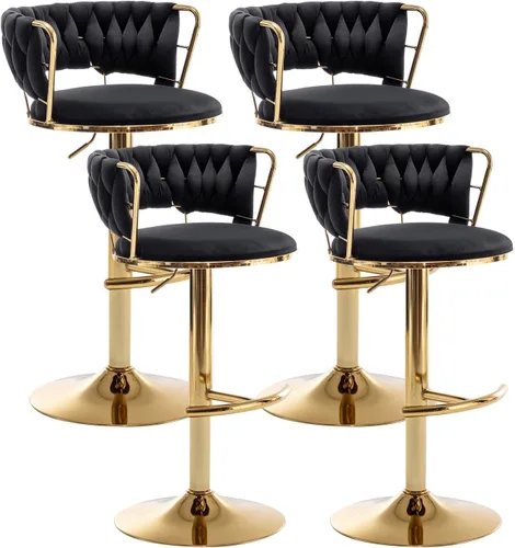 Vista 36 de Canxkun Gold - Juego de 2 taburetes de bar, sillas de bar de altura de mostrador con respaldo bajo, taburetes de bar de altura ajustable de Beige