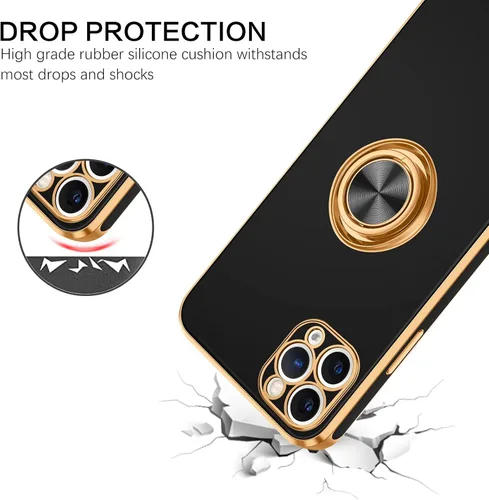 Vista 2 de BENTOBEN Funda para iPhone 11 Pro Max, funda para teléfono iPhone 11 ProMax, ajuste delgado, soporte de anillo con soporte de soporte, protección a