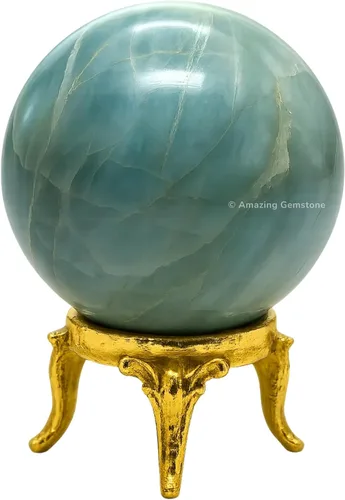 Vista 57 de Amazing Gemstone Bola de cristal de Amazonita con soporte, bolas de meditación de esfera de cristal de 2 pulgadas para brujería y bolas decorativas