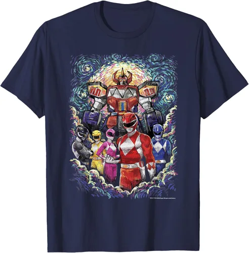 Vista 22 de Power Rangers Mighty Morphin' Megazord Starry Night Poster Camiseta