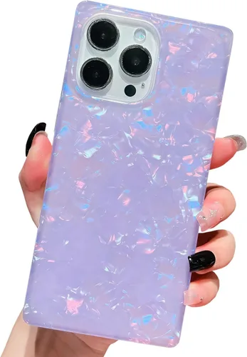 Vista 20 de Funda compatible con iPhone 14 Pro con borde rectangular, bonita funda protectora de lujo con pintura al óleo y flores para mujeres y niñas, funda