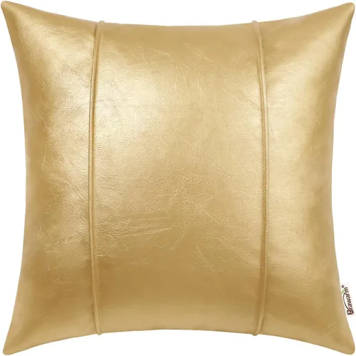 Vista 21 de BRAWARM Funda de almohada de piel sintética de 16 x 16 pulgadas, color Negro