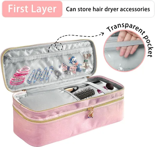 Vista 4 de Estuche de transporte de viaje para estilo Shark Flex, bolsa de almacenamiento de herramientas calientes de doble capa para el cabello, se adapta a