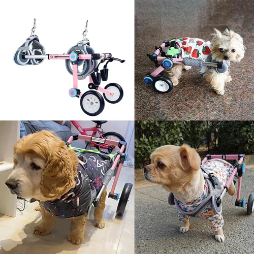 Vista 2 de Silla de ruedas para perros para patas traseras, carrito de silla de ruedas para perros, sillas de ruedas plegables para perros/asistencia