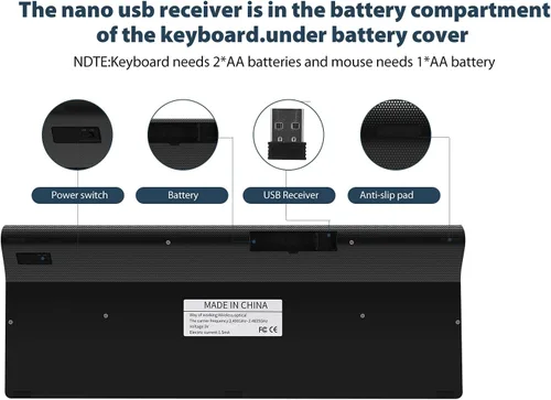 Vista 7 de Fonicer Ratón ergonómico vertical inalámbrico de 2.4 GHz y teclado Combo tamaño portátil ultrafino para PC, computadora de escritorio, laptop, Mac
