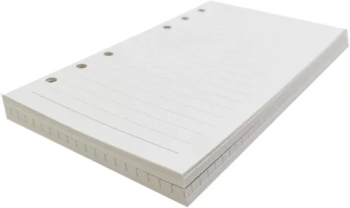 Vista 4 de Zelten 1 paquete A5 de 80 hojas/160 páginas 4 en 1 rayado cuadrado punteado en blanco hojas sueltas perforadas papel de repuesto de papel