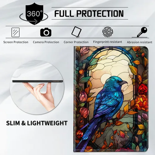 Vista 6 de Funda para tablet Kindle Fire 7 2019/2017 lanzamiento 9ª/7ª generación 7 pulgadas, ligera, protectora de piel sintética, cubierta inteligente