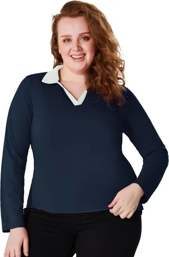 Vista 4 de JACK SMITH Polo de golf de manga larga para mujer, cuello en V, atlético, para tenis, absorbe la humedad