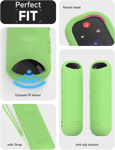 Vista 2 de Funda para Roku Smart TV RC280 RC282 URC280J XRC280J XRC280J Reemplazo universal Funda de silicona ligera con cordón para control remoto Roku TV