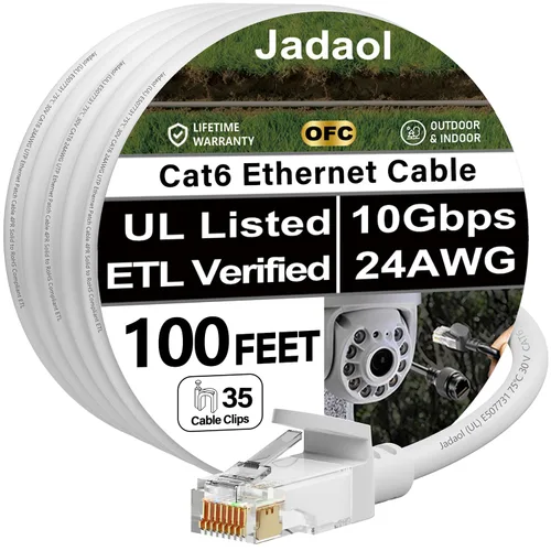 Vista 8 de Cable Ethernet Cat 6 de 1 pie (paquete de 6), para exteriores e interiores, compatible con red Cat7 de 10 Gbps, cable de conexión LAN plano
