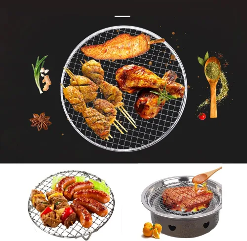 Vista 7 de Rejilla de enfriamiento redonda de acero inoxidable con alambre cruzado para parrilla con 3 patas para cocinar hornear al vapor (8.25 pulgadas)