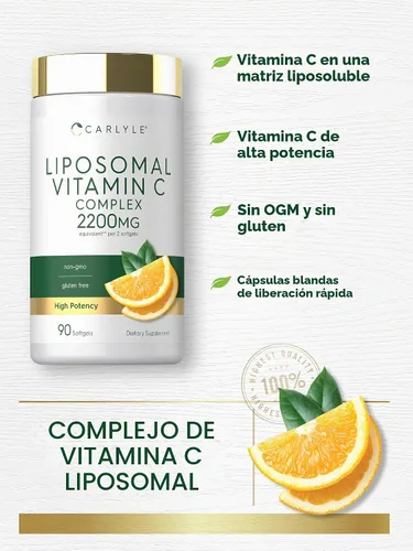 Vista 4 de Carlyle Vitamina C liposomal 2200mg 90 cápsulas blandas