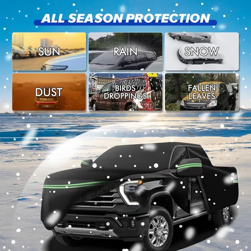 Vista 3 de Cubierta de protección para todo tipo de clima, Compatible con Chevrolet Silverado 1500 2018-2023, cubierta de auto completa profesional de 6 capas