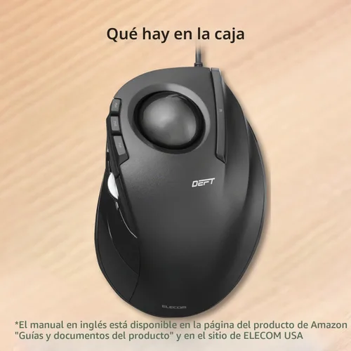 Vista 8 de ELECOM Ratón DEFT Trackball, con cable, control de dedos, función de 8 botones con seguimiento suave, diseño ergonómico, Windows11, macOS (M-DT2URBK)