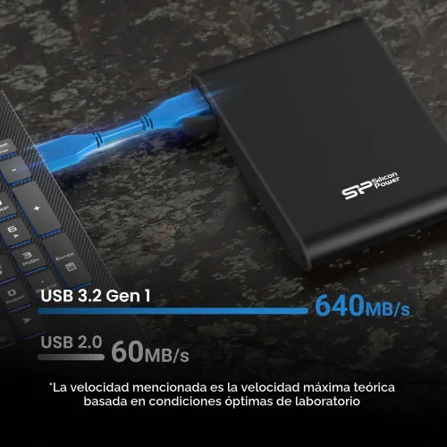 Vista 9 de Silicon Power - Armadura de disco duro externo portátil de 1 TB A80, resistente al agua USB 3.0 para PC, Mac, Xbox y PS4, color azul