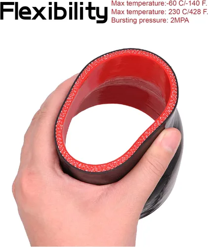 Vista 3 de Acoplador reductor recto de diámetro interno de 3 pulgadas a 4 pulgadas, manguera de silicona de 4 capas con 2 abrazaderas de perno en T de acero