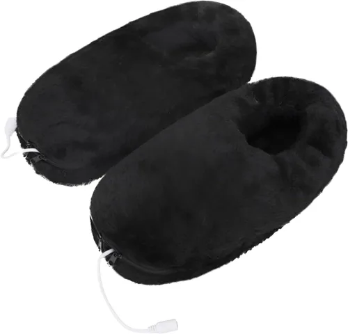 Vista 2 de Zapatillas de felpa acolchada gruesa con calefacción eléctrica, para hombre y mujer, almohadilla térmica recargable por USB, calentador de pies