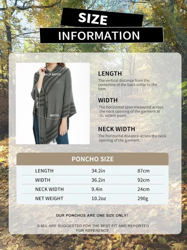 Vista 5 de Ferand Suéter poncho de punto con capucha y rayas en zigzag para mujer con flecos