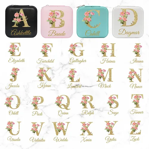 Vista 13 de Joyero de viaje personalizado para mujer, foto personalizada, nombre, logotipo, joyero, regalo de dama de honor, boda, cumpleaños
